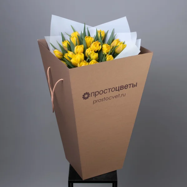 Флористический букет "Тюльпан, 25 шт, ду Желтый" _4