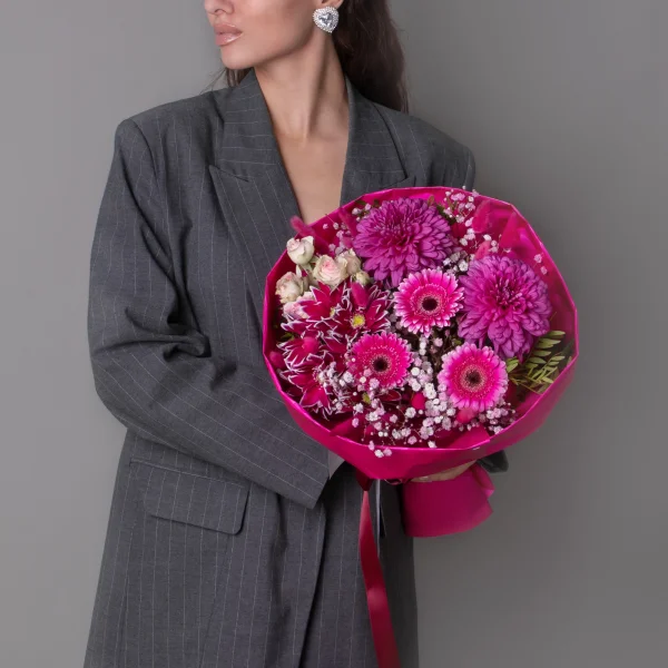 Флористический букет "Малиновая ночь М"_2