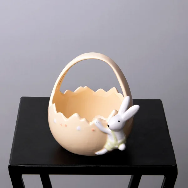 Фигурка ГК Корзина с зайчиком желтый 834-882 15*13*14см_1