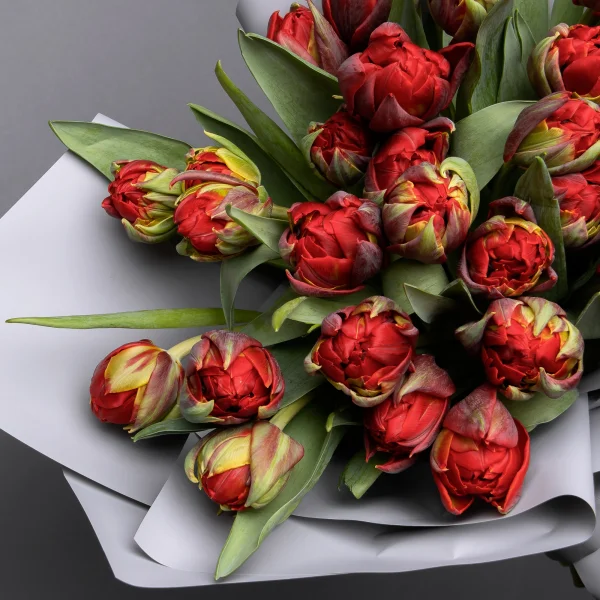 Флористический букет "Тюльпан, 25 шт, ду Красный" 3