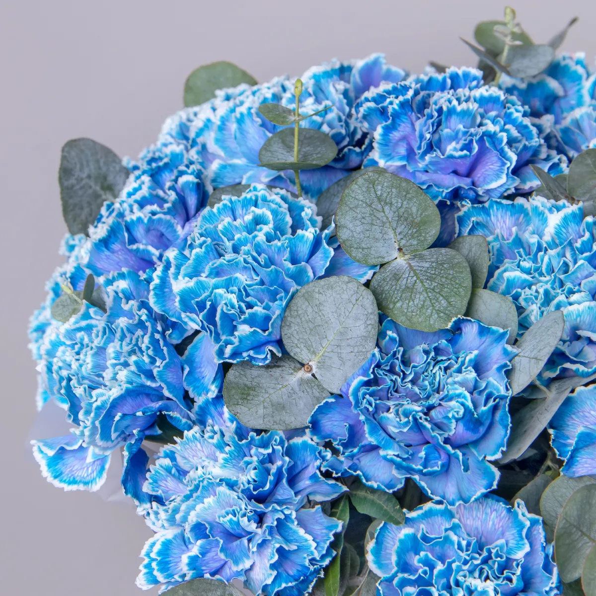 Композиция "Шляпная коробка Голубые Диантусы" М_3