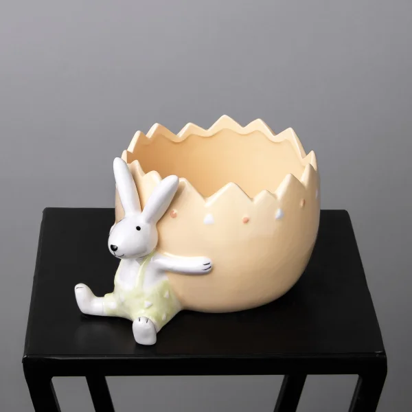 Фигурка ГК Зайчик кашпо 834-880 желтый 18*15*11см_1