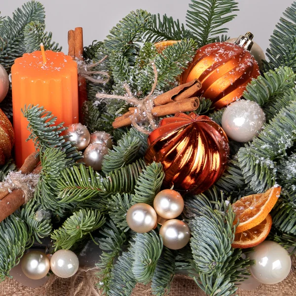 Композиция "Новогодняя со свечой Оранжевая M"_4