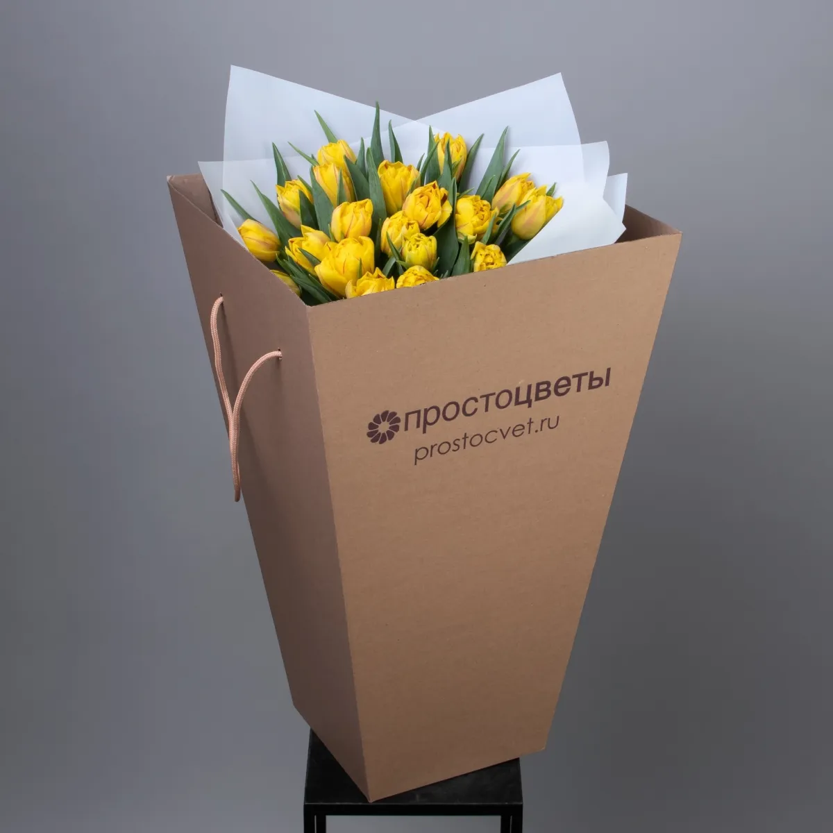 Флористический букет "Тюльпан, 15 шт, ду Желтый" _4