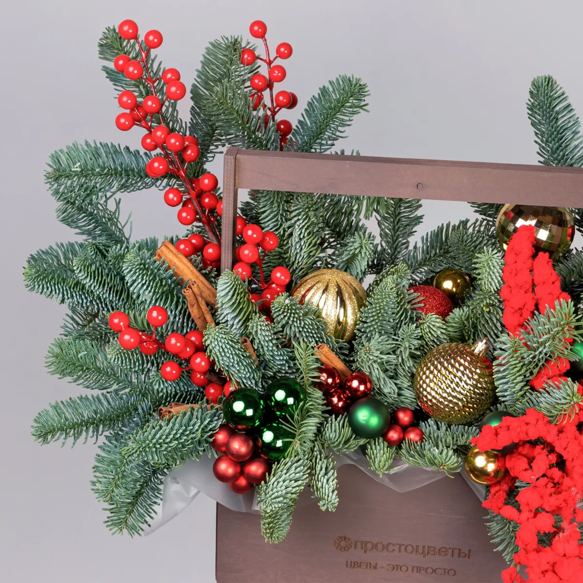 Композиция "Новогодний ящик Красный"_3