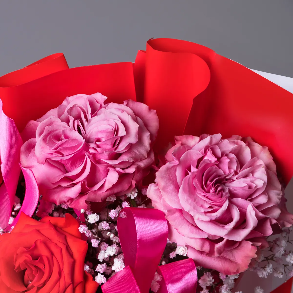 Флористический букет "Розовый фейерверк"_4