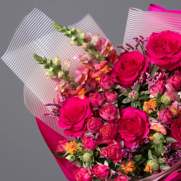 Флористический букет "Малиновый восторг"_3