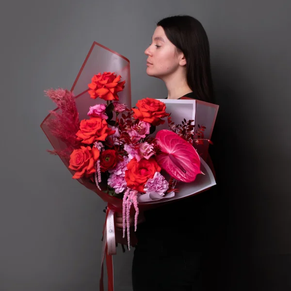 Флористический букет "Пылающее сердце"2