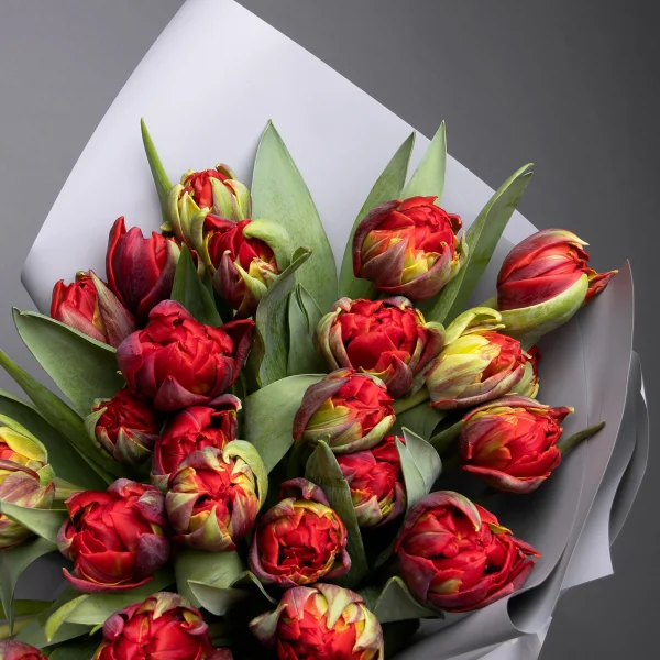 Флористический букет "Тюльпан, 25 шт, ду Красный" 4