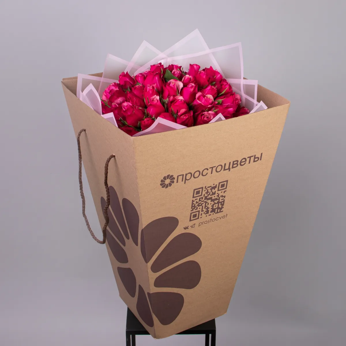 Букет Роза "Тёмно-Розовая"_5