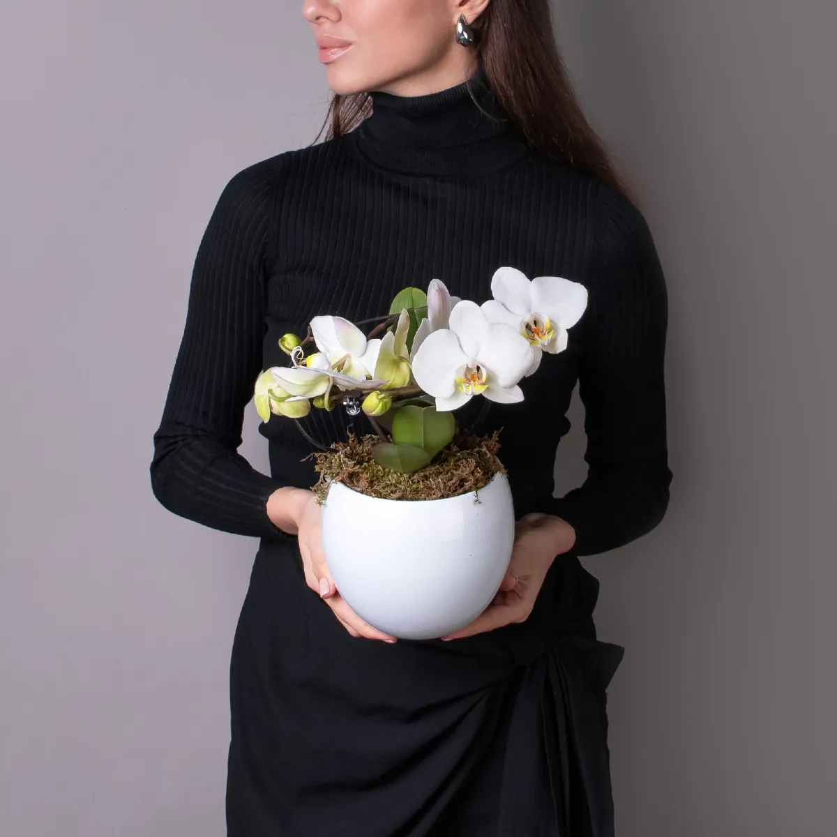 Фаленопсис Люкс Белый в белой керамике и в коробке_2
