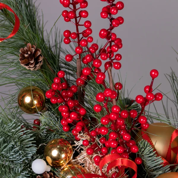 Композиция "Новогодняя с ягодами и свечами"_5