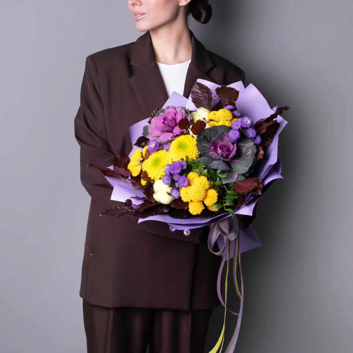 Флористический букет "Солнечный аметист"_2