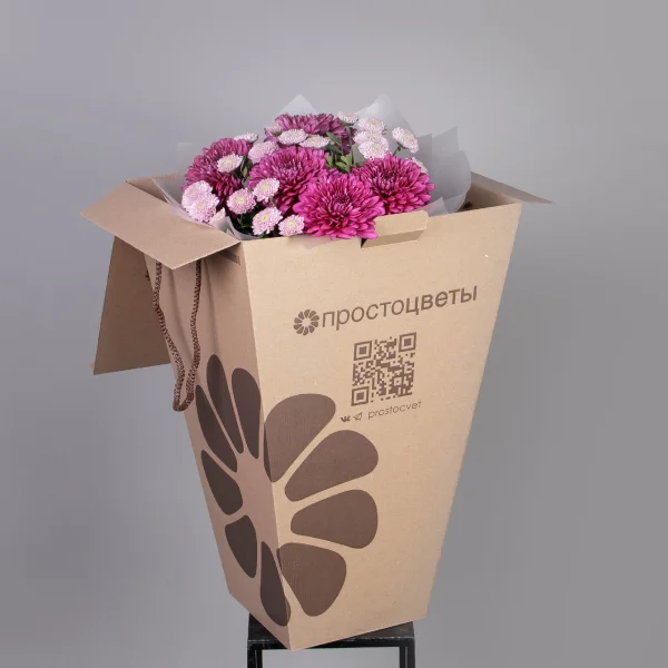 Флористический букет "Дуобукет из одноголовой хризантемы Ламира и сантини"_5