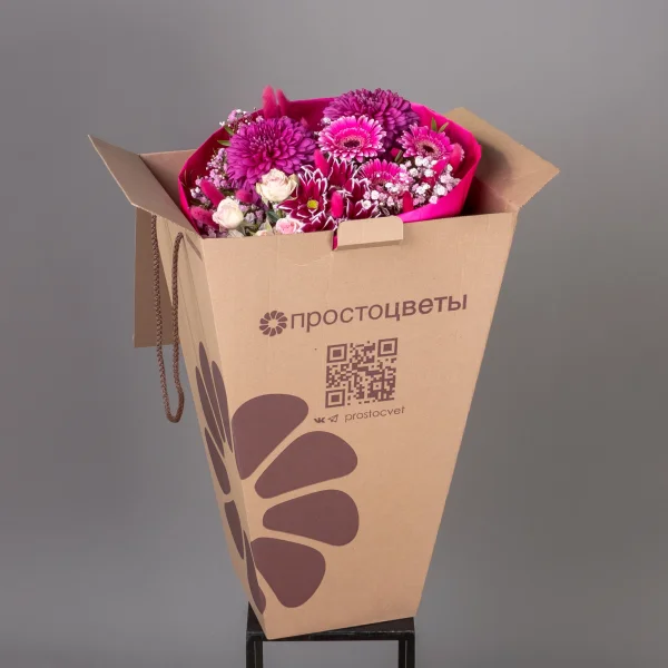 Флористический букет "Малиновая ночь М"_6