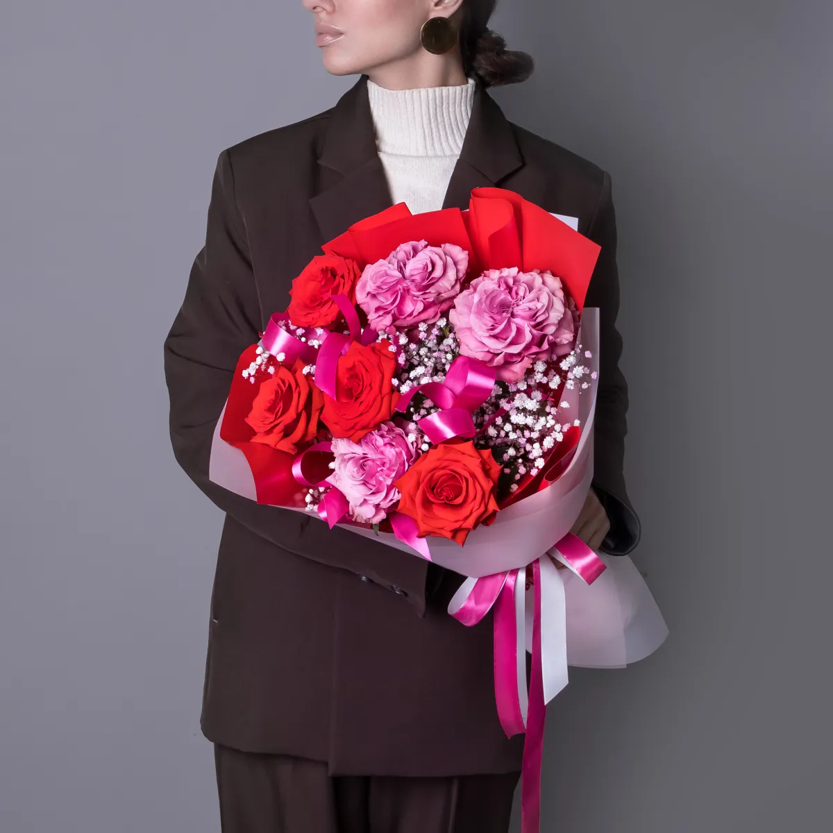 Флористический букет "Розовый фейерверк"_2