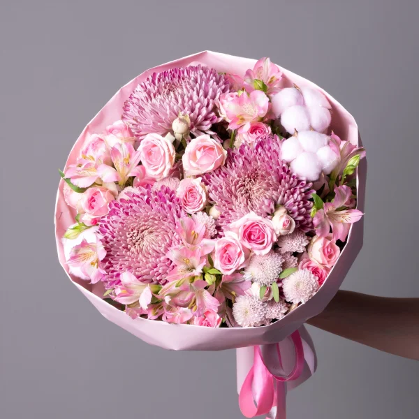 Флористический букет "Сахарная вата"_1