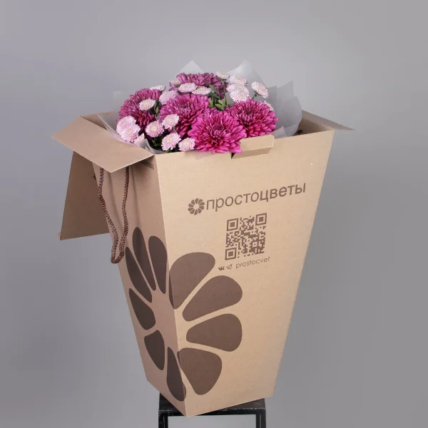 Флористический букет "Дуобукет из одноголовой хризантемы Ламира и сантини"_5