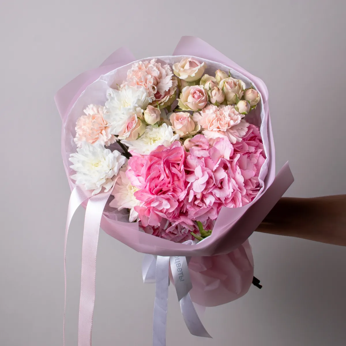 Флористический букет "Розовое счастье XS"_1
