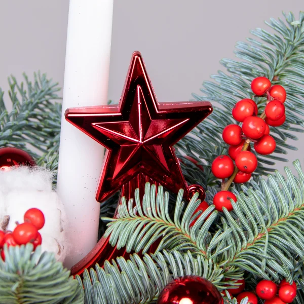 Композиция "Новогодняя с белым хлопком и ягодами"_5