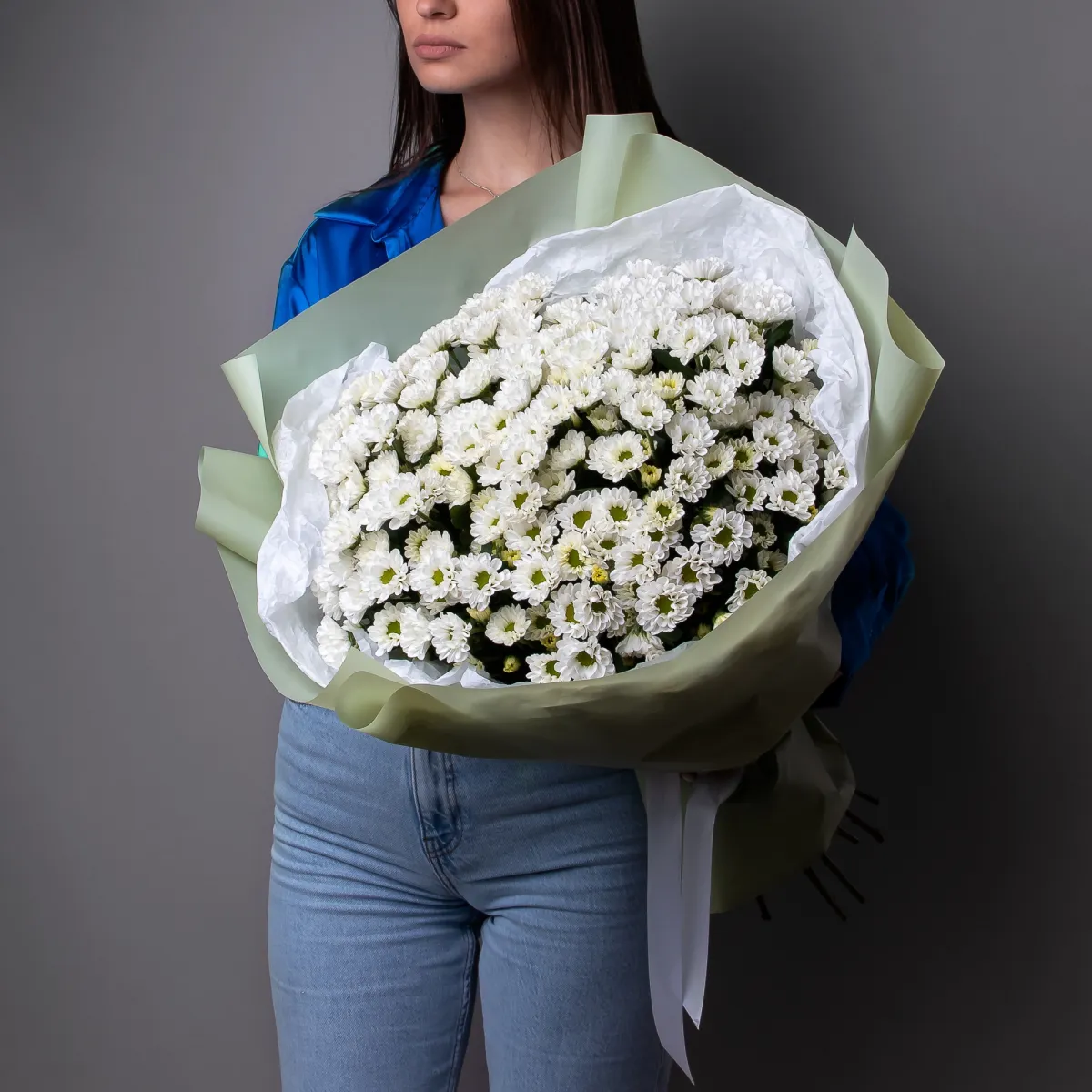 Букет Хризантема_сантини "Мадиба Линди Белая"