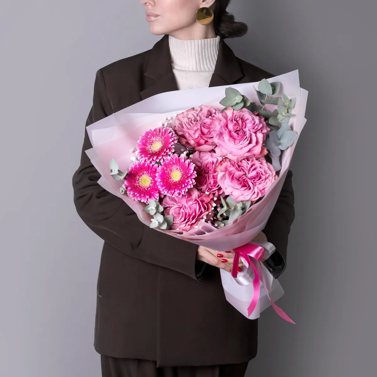 Флористический букет "Розовый бархат"_2