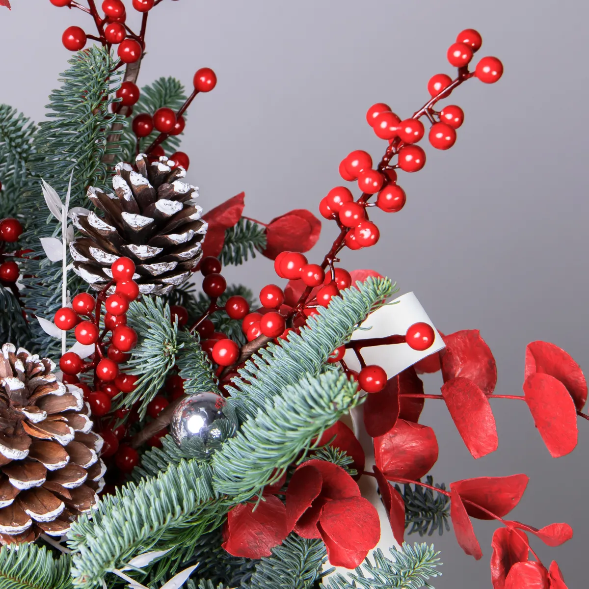 Композиция "Новогодняя в красной бархатной коробке"_5