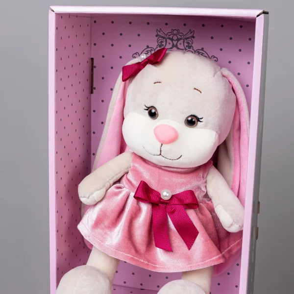 Игрушка Maxitoys, Зайка Лин В Розовом Бархатном Платьице С Бантиком, 20 см, В Коробке_3