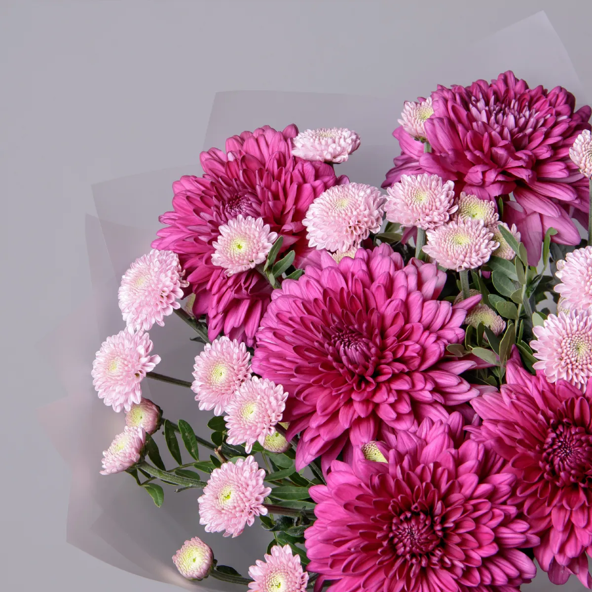 Флористический букет "Дуобукет из одноголовой хризантемы Ламира и сантини"_3