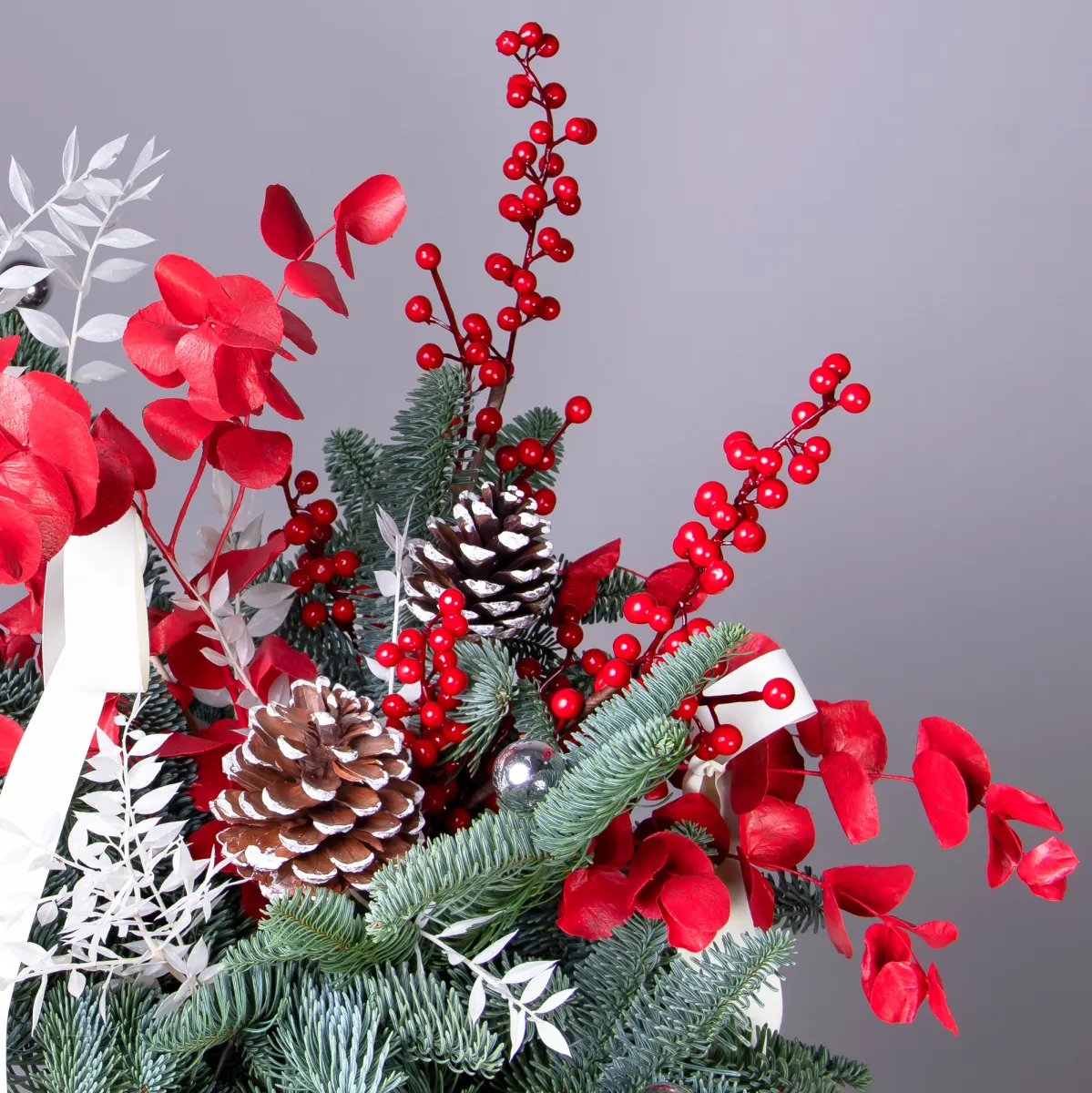 Композиция "Новогодняя в красной бархатной коробке"_4