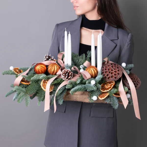 Композиция "Новогодняя с апельсиновыми дольками"_2