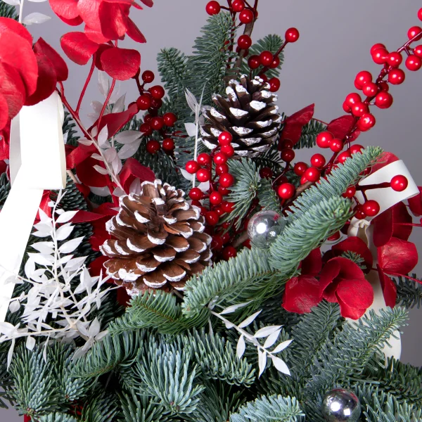 Композиция "Новогодняя в красной бархатной коробке"_3