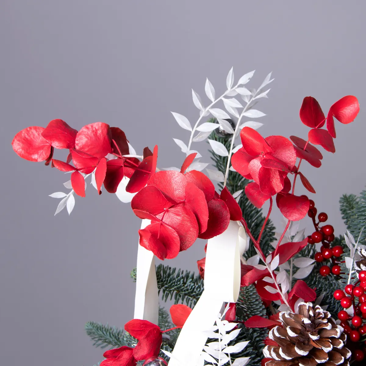 Композиция "Новогодняя в красной бархатной коробке"_6