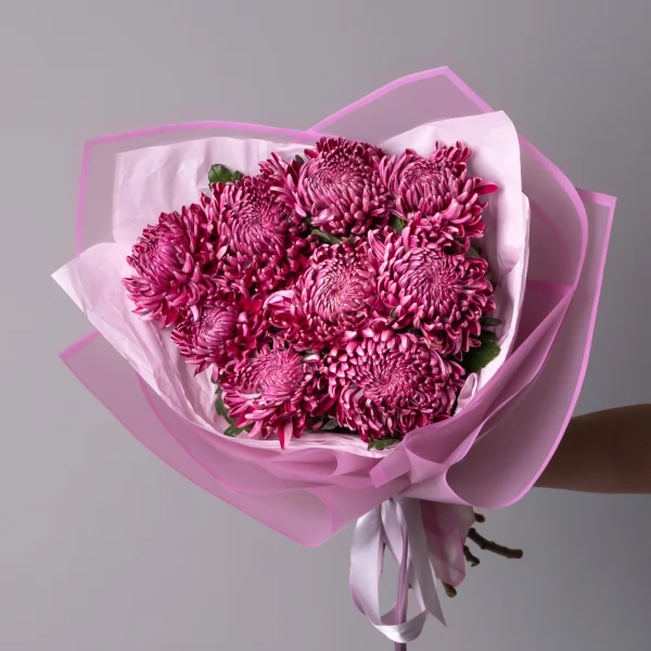 Букет Хризантема одноголовая "Бигоди Пепл"_1